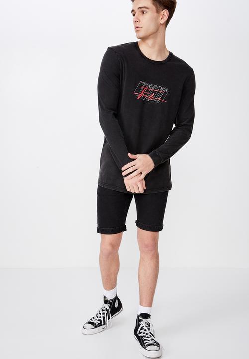 Factorie - Slim long sleeve graphic tee  - black 