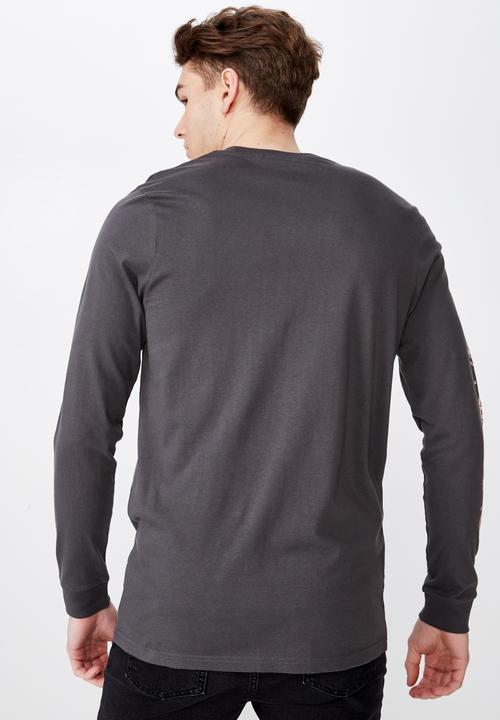 Factorie - Slim long sleeve graphic tee  - grey