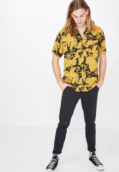 Factorie - Resort shirt - yellow & black 