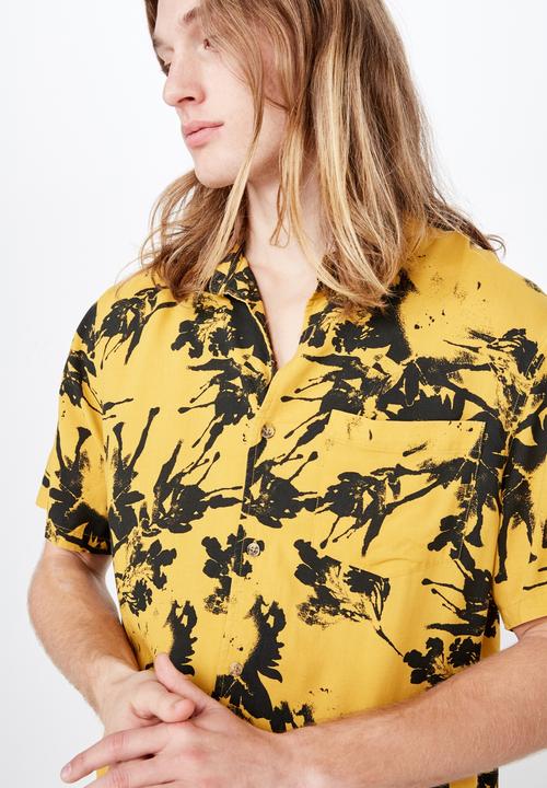 Factorie - Resort shirt - yellow & black 