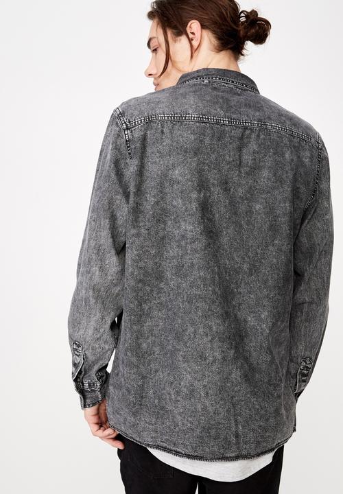 Factorie - Long sleeve denim shirt - black