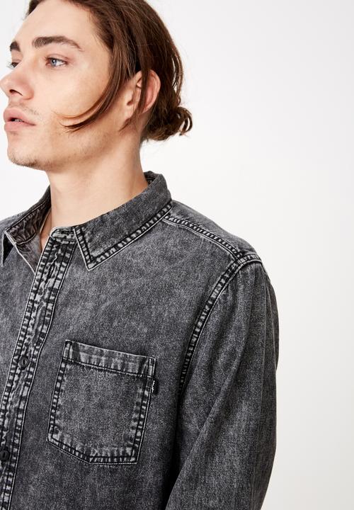Factorie - Long sleeve denim shirt - black