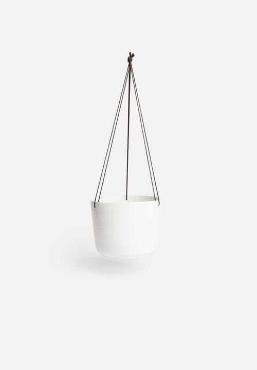 Urchin Art - Alice hanging planter - white