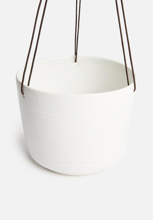 Urchin Art - Alice hanging planter - white