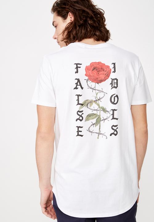 Factorie - Curved hem graphic tee - white 
