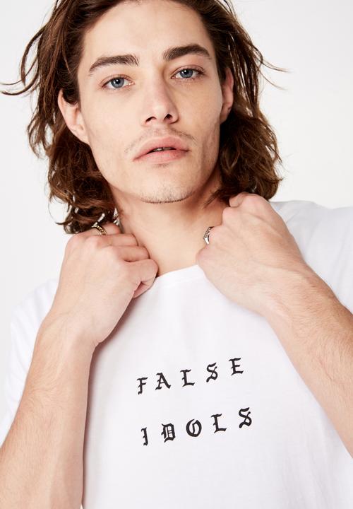 Factorie - Curved hem graphic tee - white 