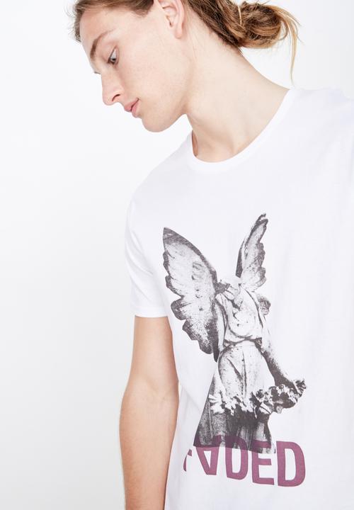 Factorie - Curved hem graphic tee - white 