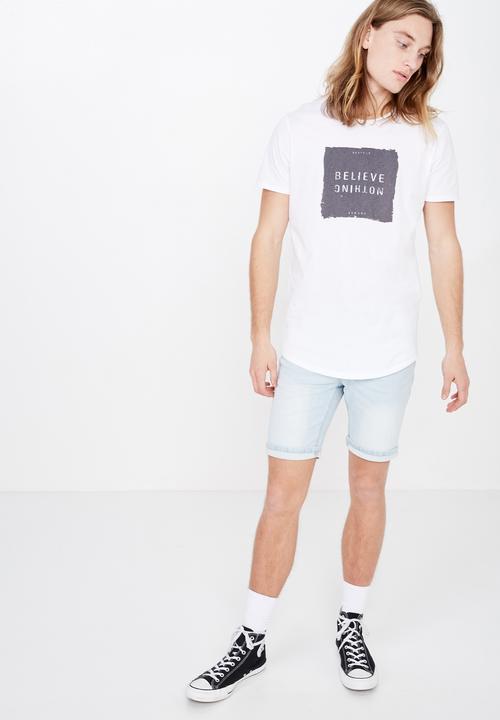 Factorie - Curved hem graphic tee - white