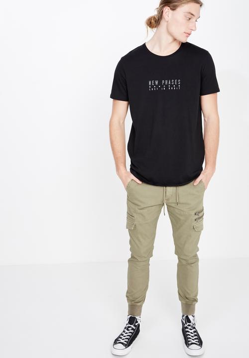 Factorie - Curved hem graphic tee - black