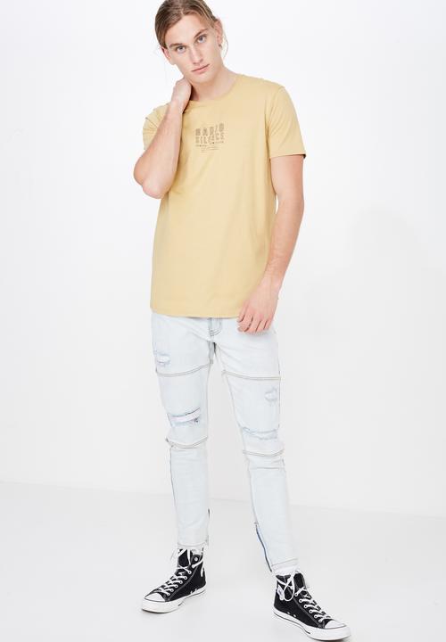 Factorie - Curved hem graphic tee  - yellow