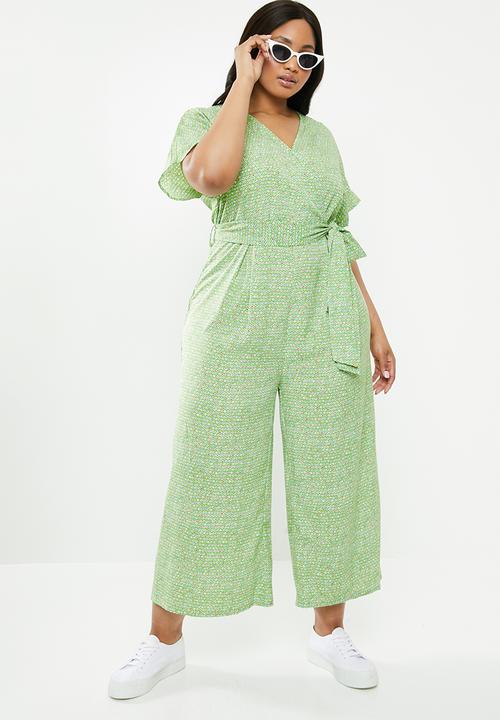 Glamorous - Curve wrap jumpsuit- green