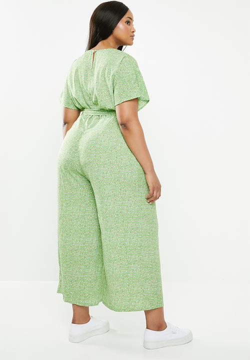 Glamorous - Curve wrap jumpsuit- green
