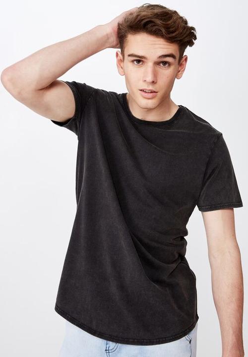 Factorie - Washed curved T-shirt - black