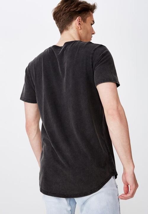 Factorie - Washed curved T-shirt - black