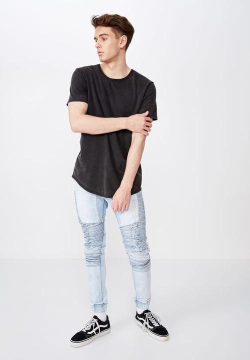 Factorie - Washed curved T-shirt - black