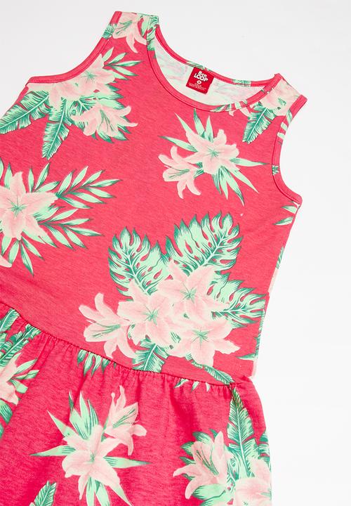 Bee Loop - Single jersey dress - pink & green