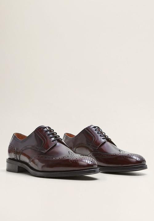 MANGO - Jake leather brogue - burgundy