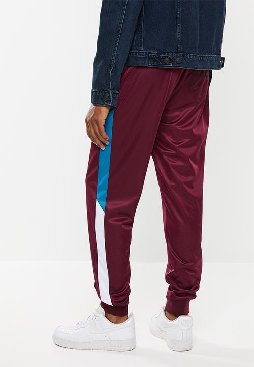 Superbalist - Slim side stripe tricot pants - burgundy