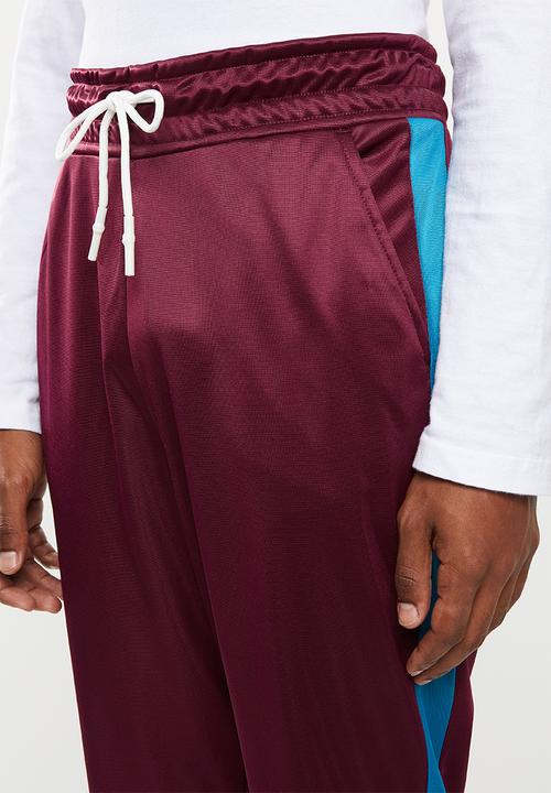 Superbalist - Slim side stripe tricot pants - burgundy