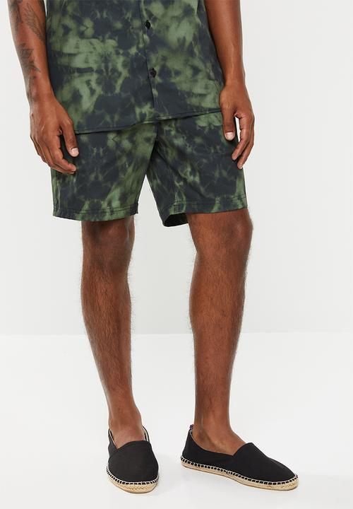 Superbalist - Tie-dye printed elastic volume shorts - green