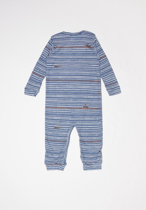 UP Baby - Soft jersey romper - blue & white