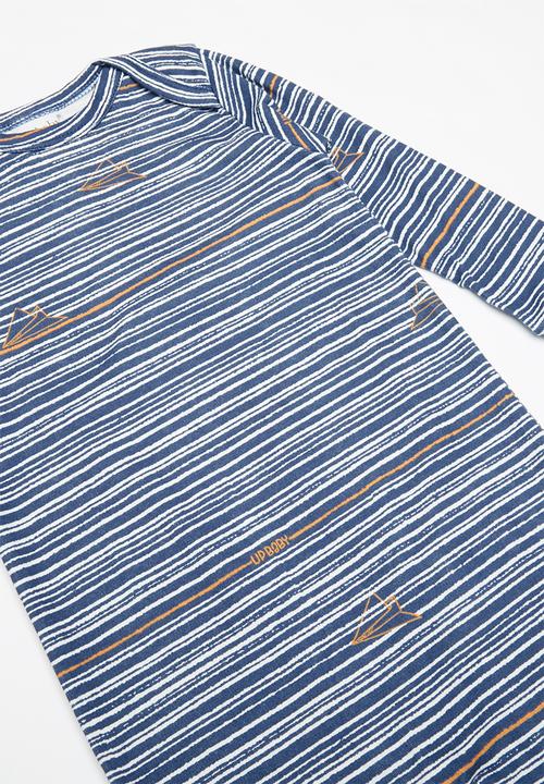 UP Baby - Soft jersey romper - blue & white