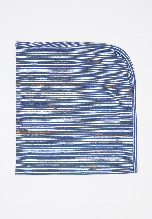 UP Baby - Soft jersey blanket - blue & white