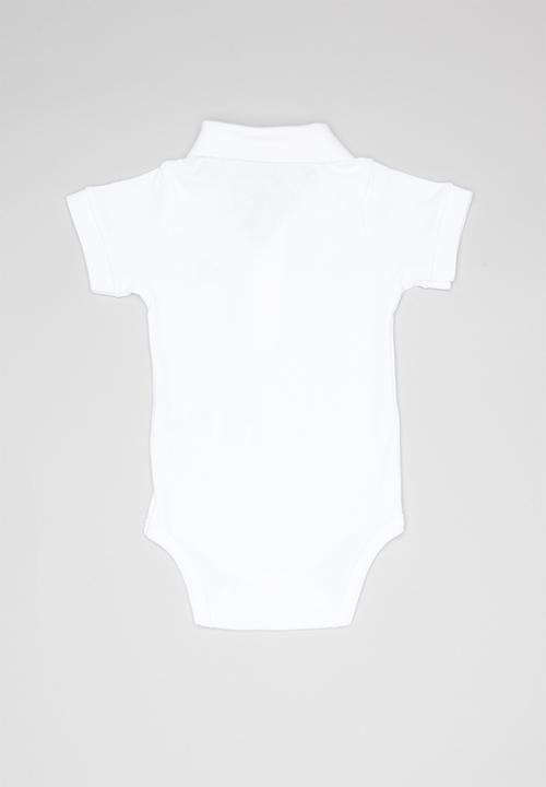 UP Baby - Soft jersey polo bodysuit - white