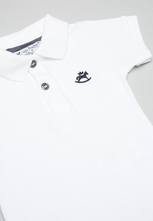 UP Baby - Soft jersey polo bodysuit - white