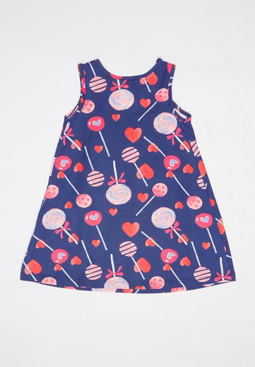 Bee Loop - Single printed jersey dress - navy