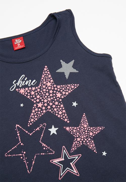 Bee Loop - Single jersey tank top and skirt-shorts set - navy & grey