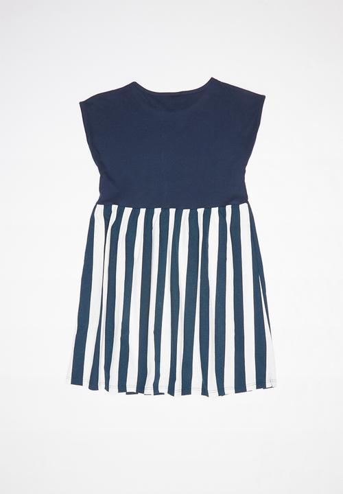 Bee Loop - Single jersey striped dress - navy