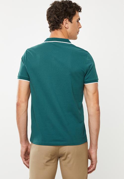 New Look - Paul tipped zip polo - turquoise