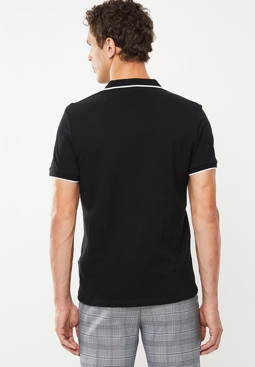 New Look - Paul tipped zip polo - black