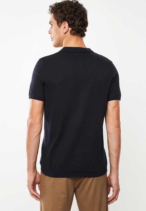 New Look - Button through revere polo - navy