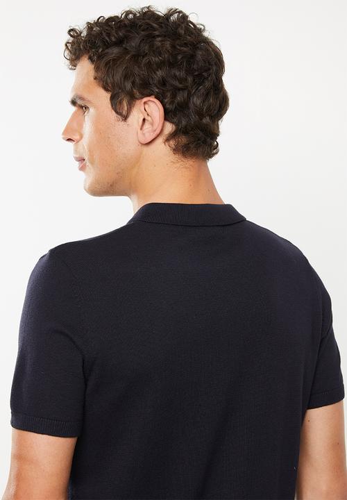 New Look - Button through revere polo - navy