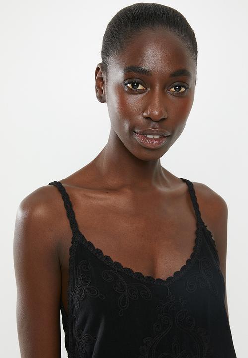 New Look - Lotus crochet cami - black
