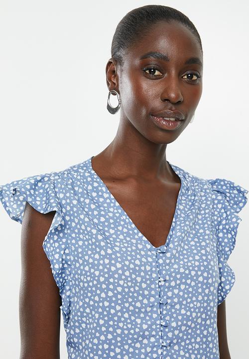New Look - Lulu heart blouse - blue & white 