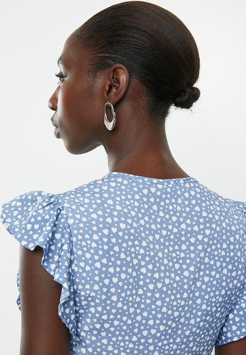 New Look - Lulu heart blouse - blue & white 