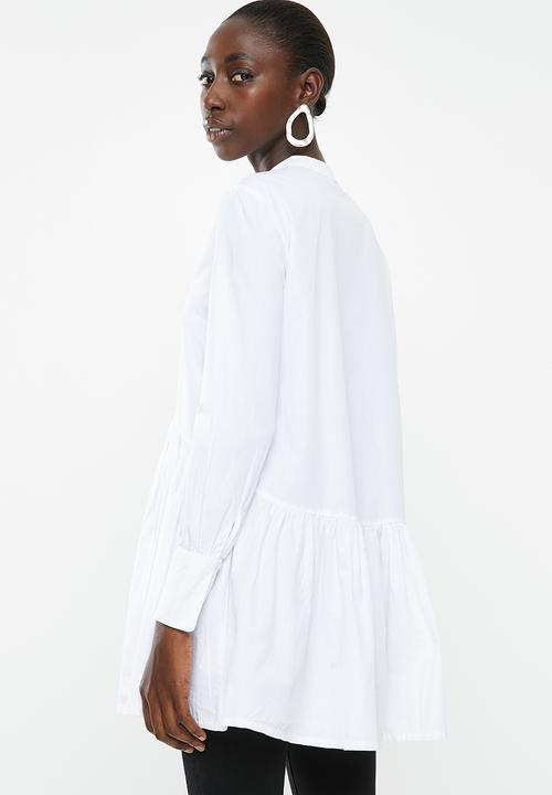 New Look - Longline poplin shirt - white