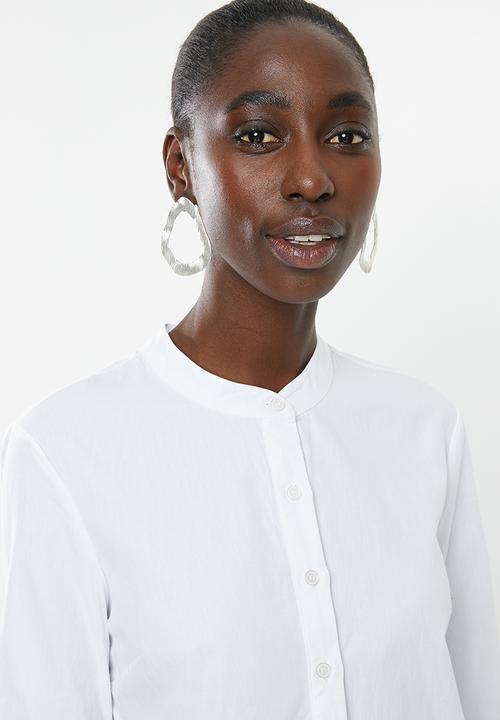 New Look - Longline poplin shirt - white