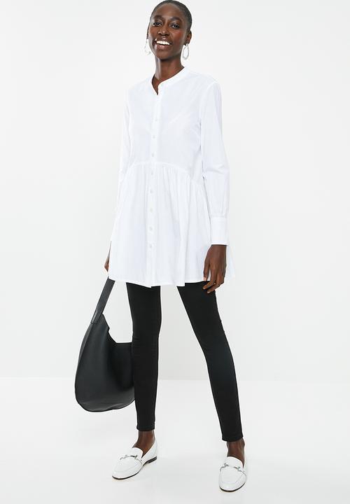New Look - Longline poplin shirt - white