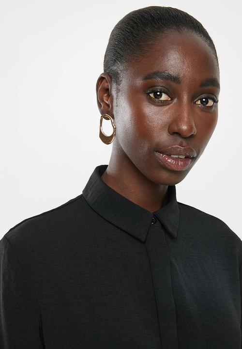New Look - Drawstring waist shirt dress - black