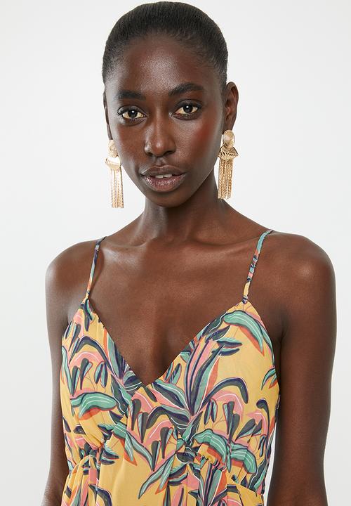 dailyfriday - Strappy deep v-neck maxi dress - multi