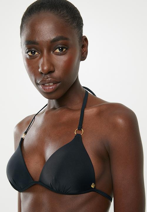 SISSY BOY - Padded triangle bikini top with chain detail - black
