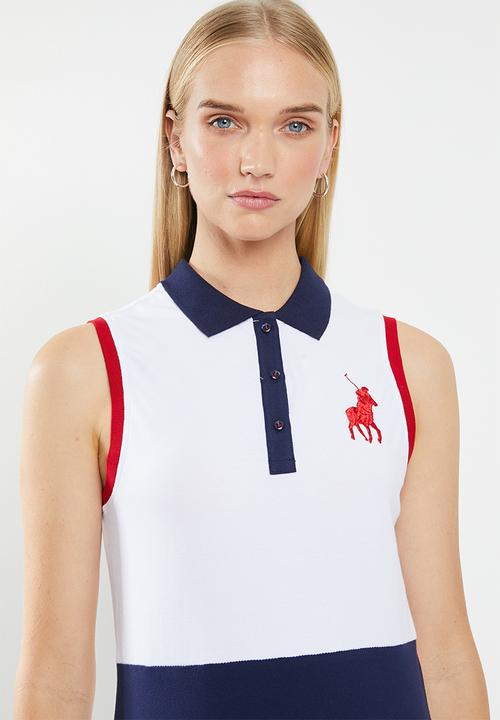 POLO - Tara sleeveless colour blocked golfer - navy & white