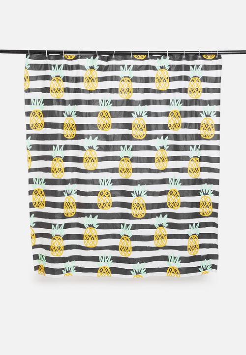 Bathroom Solutions - Pineapple shower curtain - yellow & black