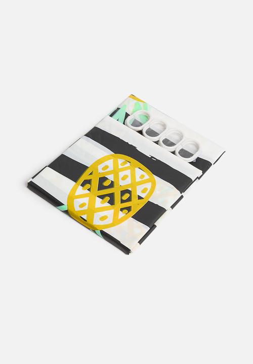 Bathroom Solutions - Pineapple shower curtain - yellow & black