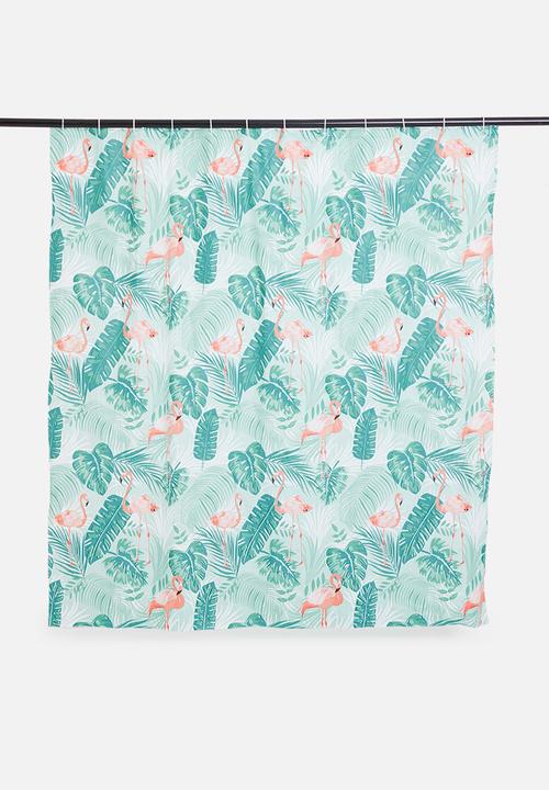 Bathroom Solutions - Flamingo shower curtain - pink & blue