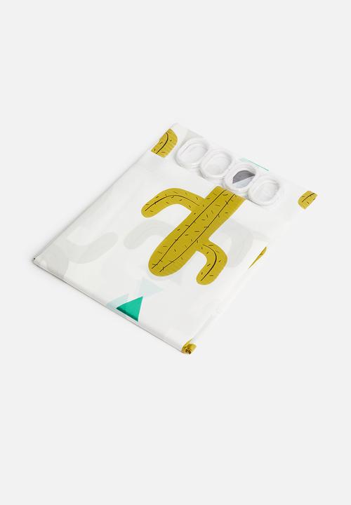 Bathroom Solutions - Cactus shower curtain - gold & white